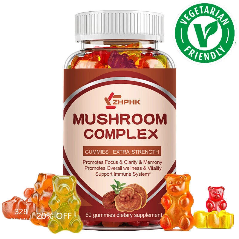 ZHPHK Mushroom Supplement Gummies x60 Starshroooms Brain Fog Anxiety 10 Mushrooms