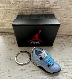 Mini Nike Jordan 4 3D Trainer sneaker Keyring Blue shoe Gift Box Christmas key - Picture 1 of 6