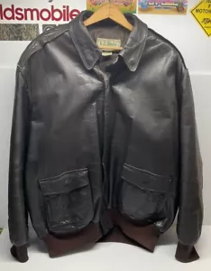 Vintage LL Bean Goat Skin Leather Bomber Flight Jacket Mens 46L - Picture 1 of 16