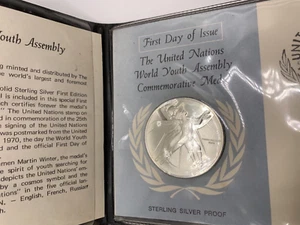 1980 OLYMPIC SERIES IV FORTIUS SILVER UNITED NATIONS WORLD YOUTH COMMEMORATIVE - Picture 1 of 6