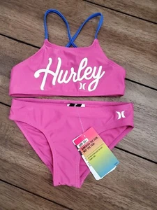 Little Girl's Hurley UPF 50+ 2 Piece Bikini Quick Dry Swimsuit Swim Size Medium - Picture 1 of 2