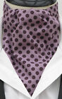 Mens Antique Mauve & Plum Dot Cotton Ascot Cravat & Handkerchief - Made In Uk