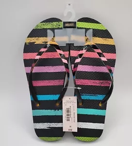 Scarpe perizoma arcobaleno donna 10 infradito nero gomma multicolore a righe nuove - Foto 1 di 15