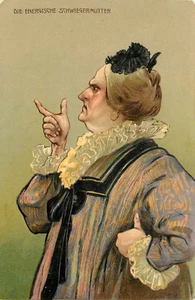 Geprägte Postkarte Die energetische Schwiegermutter Humor 3647 PFB veröffentlicht 1905 - Bild 1 von 2