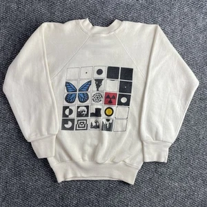 Vintage 80s No Nuclear Plants Einstein Crewneck Sweatshirt Protest Youth M Flaw - Picture 1 of 8