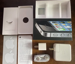 Box & Accessories ONLY Original Apple iPhone 4 Box Black 8GB NO iPhone - Photo 1 sur 4