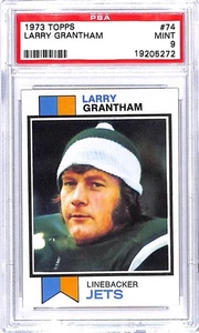 1973 Topps #74 Larry Grantham New York Jets Football Card PSA 9 MINT ID:45170 - Picture 1 of 2