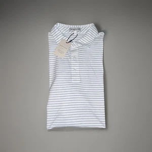 NWT Peter Millar Crown Dark Blue Golf Polo White/Dark Blue /Striped Men’s Large - Picture 1 of 4