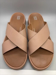FitFlop Damen Sandalen F Mode beige Leder Plateau Cross Slipper Pantoletten Gr. 11 - Bild 1 von 5