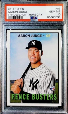 2017 Topps Throwback Thursday #86 Aaron Judge Yankees RC Fence Busters PSA 10 - Image 1 of 2