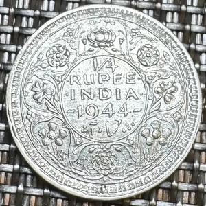 TRÈS BELLE PIECE DE 1/4 DE ROUPIE INDIA 1944, INDE BRITANNIQUE (1314) ARGENT - Bild 1 von 2