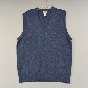 Vintage LL Bean Sweater Vest Mens L Blue Heather Lambswool V-Neck - Picture 1 of 8