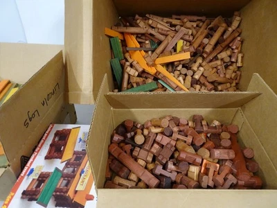 Lot Vintage 1055 Pieces Vintage Wooden Lincoln Logs Pieces Building Toys 22 lbs - Image 1 of 4