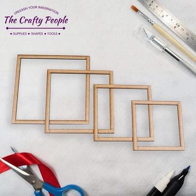 Craft Laser Cut Wooden MDF Rings Square Frames 2mm, 3mm, Embellishments - Image 1 of 3