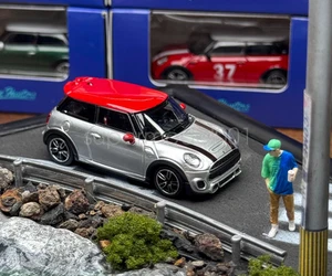 For SH 1:64 Scale Silver Mini Cooper JCW F56 Sports Model Diecast Display Car - Picture 1 of 8