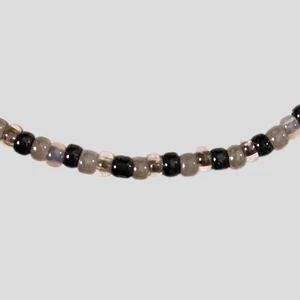 Vintage 90s Black Gray Glass Beaded Choker Necklace 14" Minimalist Y2K Retro... - Picture 1 of 5