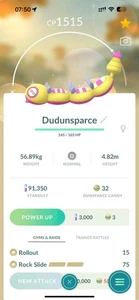 Shiny Dudunsparce Three Segment Form - P T C 0R Trade 20k Stardust - Picture 1 of 1