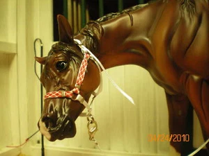 Jaapi WHITE halter w/white/red cable pattern-fit Breyer - Picture 1 of 1