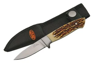 Cuchillo de Caza | Mini 6.5" Hoja Inoxidable Imitación Ciervo Cuerno Mango + Funda - Imagen 1 de 3