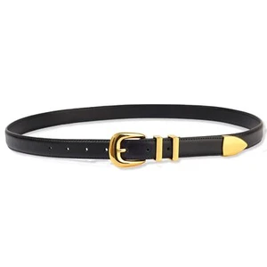 Thin Belts for Women Gold Buckle Belt for Jeans Fashion Adjustable Leather Wo... - Picture 1 of 6