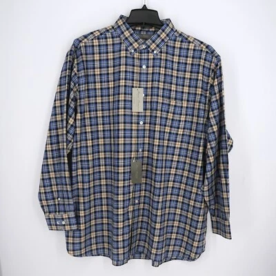 Daniel Cremieux Men's Long Sleeve Shirt XL Blue White Cream Plaid NWT $89.50 - Image 1 of 4