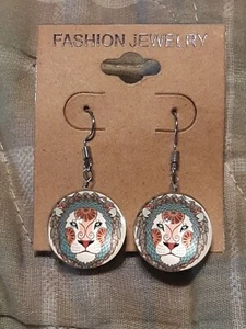 ZODIAC SIGN LEO Double sided Pendant Charm Dangle Earrings / hooks - Picture 1 of 3