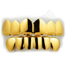 18K Gold IP Plated STAINLESS STEEL GRILLZ Top & Bottom Mouth Teeth Hip Hop Grill