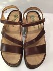 NAOT Etera Women&#39;s 7 7M Brown Leather Ankle Strappy Hook &amp; Loop Comfort Sandals