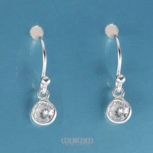 Mini pendientes redondos de gancho francés de circonio cúbico transparente de plata esterlina #35035 - Imagen 1 de 4