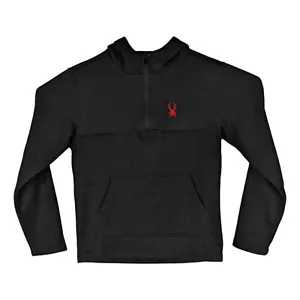 Felpa con cappuccio Spyder da uomo nera media Racer pullover cerniera 1/4 manica lunga - Foto 1 di 5