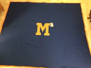 New Blue & Orange With “M” Virgin Wool Blanket By Collegiate Traditions  USA - Picture 1 of 8