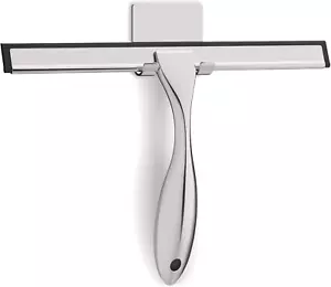 All-Purpose Stainless Steel Shower Squeegee for Glass Doors with Adhesive Hooks, - Picture 1 of 12