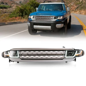 2* Dual Beam Projector Headlights+Silver Grille for 2007-2015 Toyota FJ Cruiser - Picture 1 of 8
