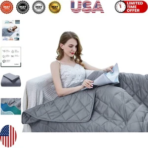 Luxurious 15LB Weighted Blanket & Cotton Comforter - Enhance Sleep Experience - Picture 1 of 8