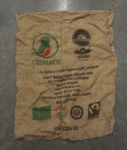 Auténtico Cesmach Tamaño Completo Chiapas México 36 x 28 Arpillera Yute Café Grano Bolsa - Imagen 1 de 7