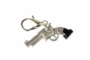 Gun Charm Miniblings Revolver Colt Cowboy Western Black Handle - Picture 1 of 4