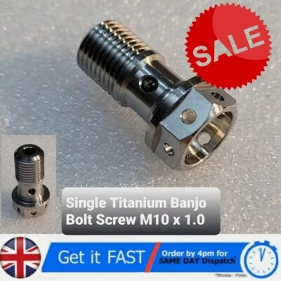 Single Titanium Banjo Bolt Screw M10 x 1.0 Universal For Brembo Brake Calipers - Image 1 of 4