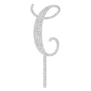 Cake Topper Pick Make A Wish Silber Glitzer Buchstabe C Acryl Cupcake Deko - Bild 1 von 1