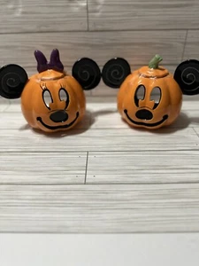 Disney Mickey & Minnie Mouse Halloween Pumpkin Cookie Jars /Tealight Holder - Picture 1 of 5