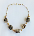 Celebrity NY Gold Chain Brown Marble Cubed Necklace