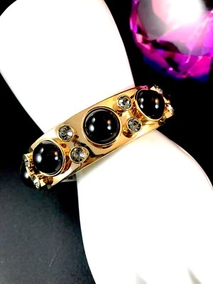 BRAZALETE BRUTALISTA NUEVO CON ETIQUETAS JUICY COUTURE NEGRO CABUJÓN GRIS ESTRÁS Foto 1 de 4