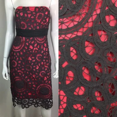 Vestido sin tirantes $128 Anthropologie Floreat 4 gris coral Battenburg de encaje Foto 1 de 4