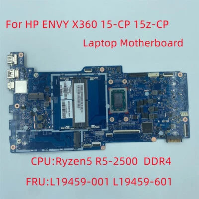 For HP Envy X360 15-CP 15Z-CP Laptop Motherboard Ryzen 5 R5-2500 CPU L19459-601  - Image 1 of 4