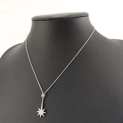 ⭐ Swarovski Halskette Collier Anhänger Strass Stein Kette Perle Silber 135 ⭐ - Bild 1 von 4