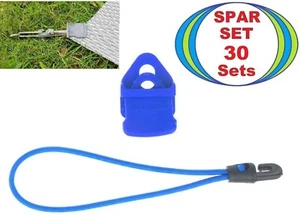 30 x Planen Persenning MINI CLIP blau + 18 cm x Ø 4 mm Spann Gummi Haken Spanner - Picture 1 of 17
