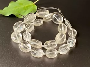 Crystal quartz gemstone olive shape beads size 15-10 mm 8 inches Strand W-19 - Picture 1 of 3