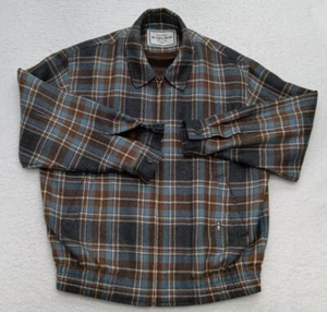 MunsingWear Mens Large L Plaid Jacket Full Zip L/S Pockets Elastic Waist Tweed - Picture 1 of 12