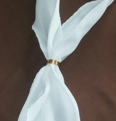 Western Cowboy Scarf Tie White With Gold Tone Slide Made In The USA NEW - Image 1 of 3