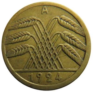 1924-A Germany - Weimar Republic 5 Reichspfennig Coin - Picture 1 of 2