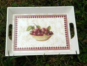 GRAND PLATEAU MELAMINE Cerises NEUF SUPER QUALITE ITALIE 41x30Cm Une affaire - Picture 1 of 1